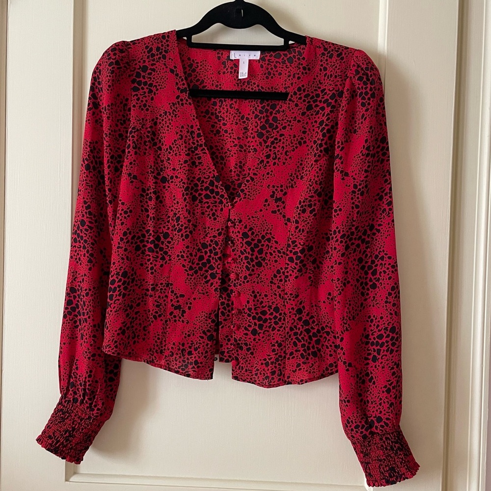 Red Patterned Blouse - image 1